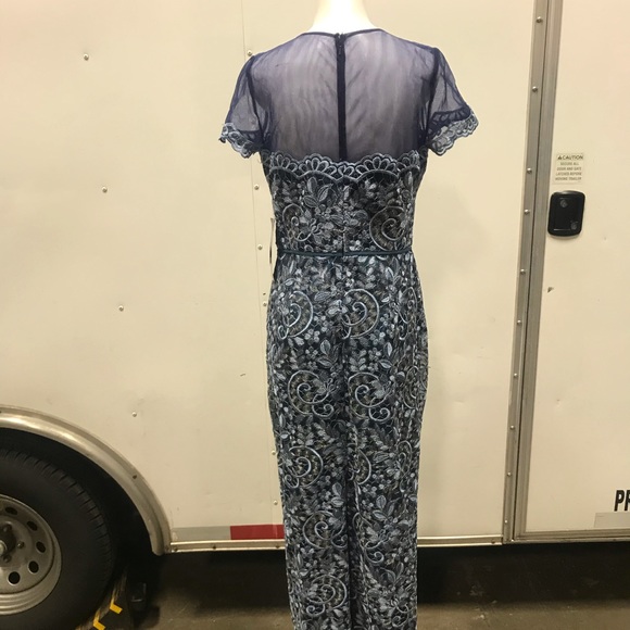 JS Collections Illusion Yoke Scroll Embroider Gown - Picture 7 of 12